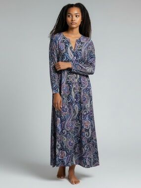 Vintage Y2K Anthony Richards Paisley Boho Maxi Dress Psychedelic Print L/XL